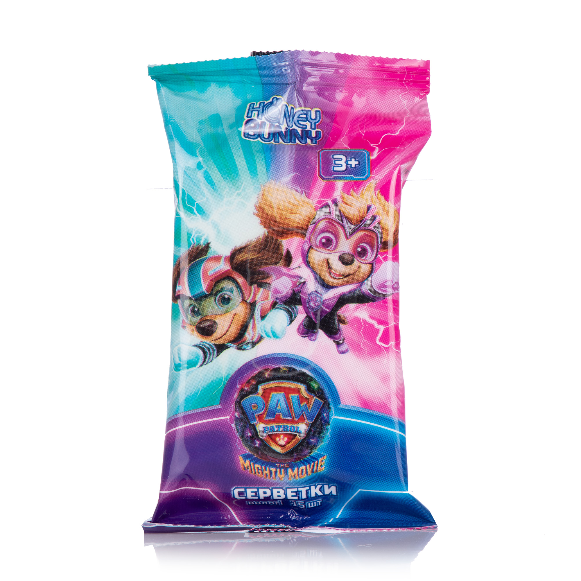 

Дитячі вологі серветки Honey Bunny Paw Patrol Щенячий патруль, з ароматом персика, 15 шт