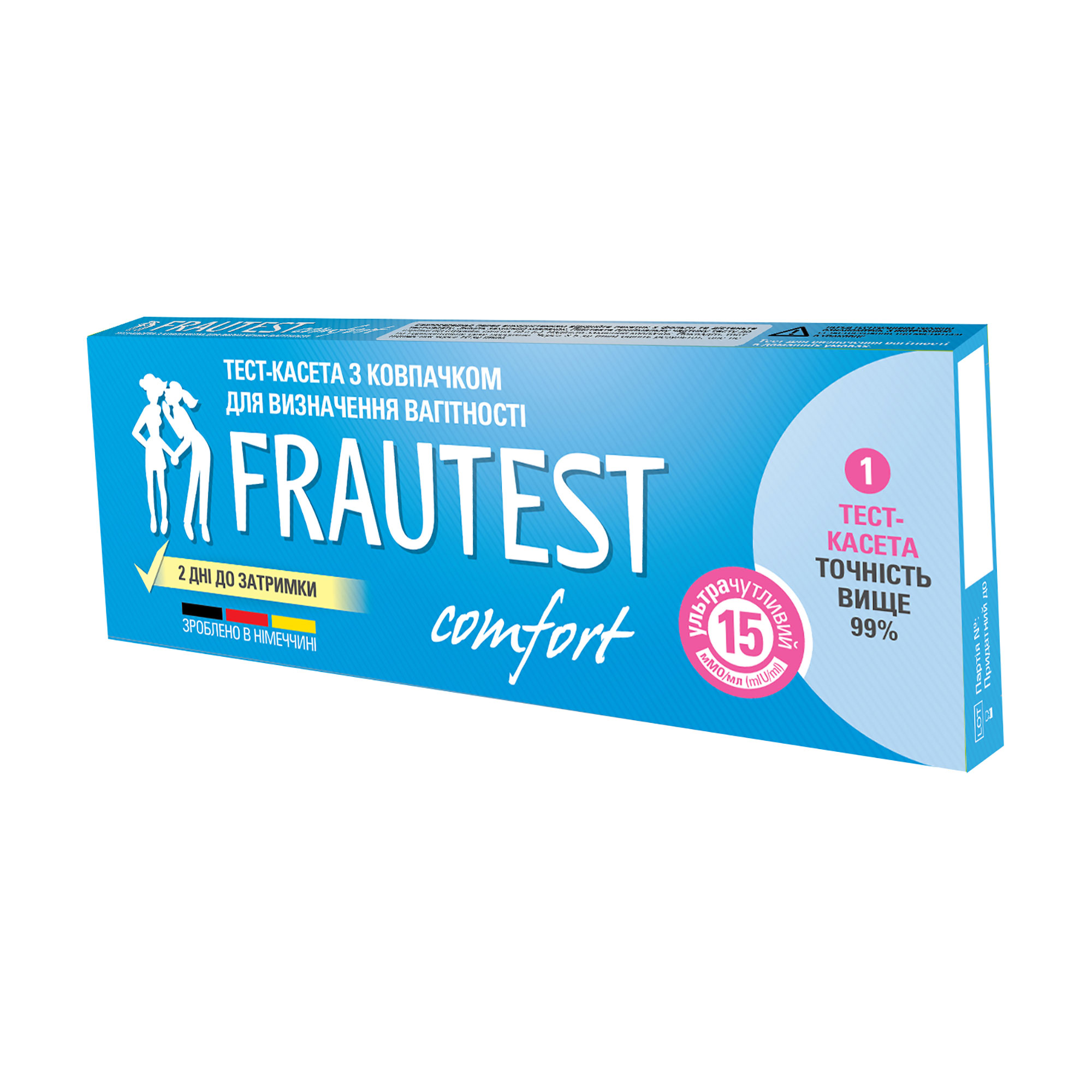 

Тест-касета з ковпачком для визначення вагітності Frautest Сomfort, 1 шт