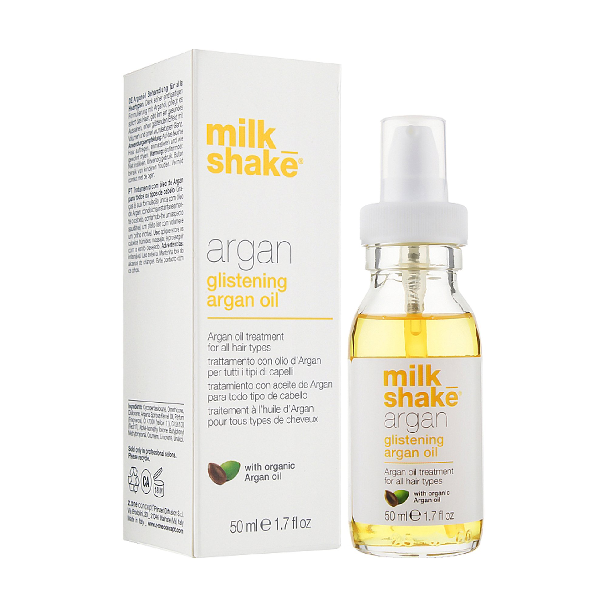 

Арганова олія milk_shake Argan Glistening Argan Oil для глибокого відновлення та блиску всіх типів волосся, 50 мл
