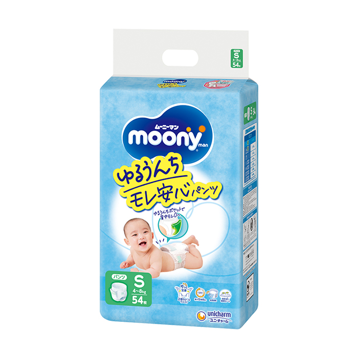 

Уцінка! Підгузки-трусики Moony унісекс, розмір S (4-8 кг), 54 шт