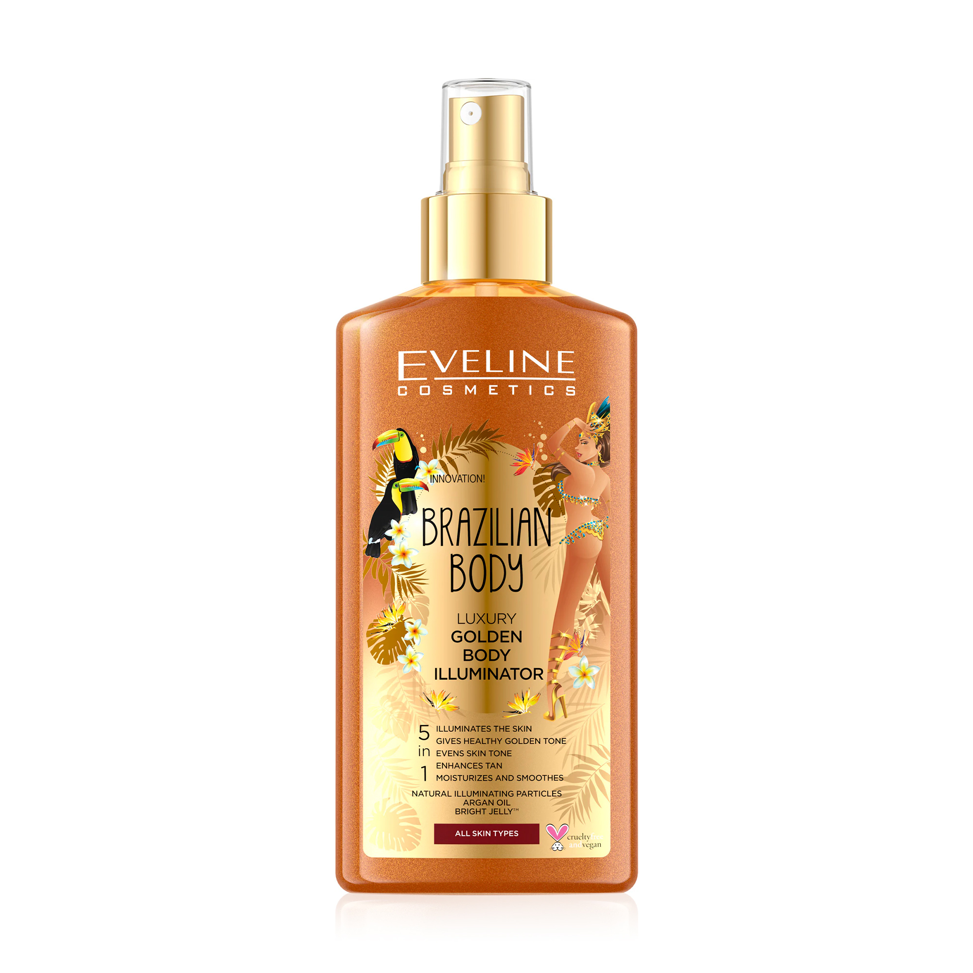 

Спрей-шимер для тіла 5 в 1 Eveline Cosmetics Brazilian Body, 150 мл