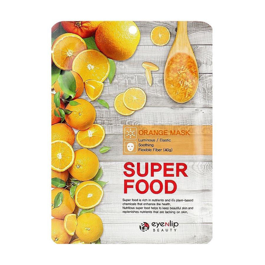 

Тканинна маска для обличчя Eyenlip Super Food Orange Mask з екстрактом апельсина, 23 мл