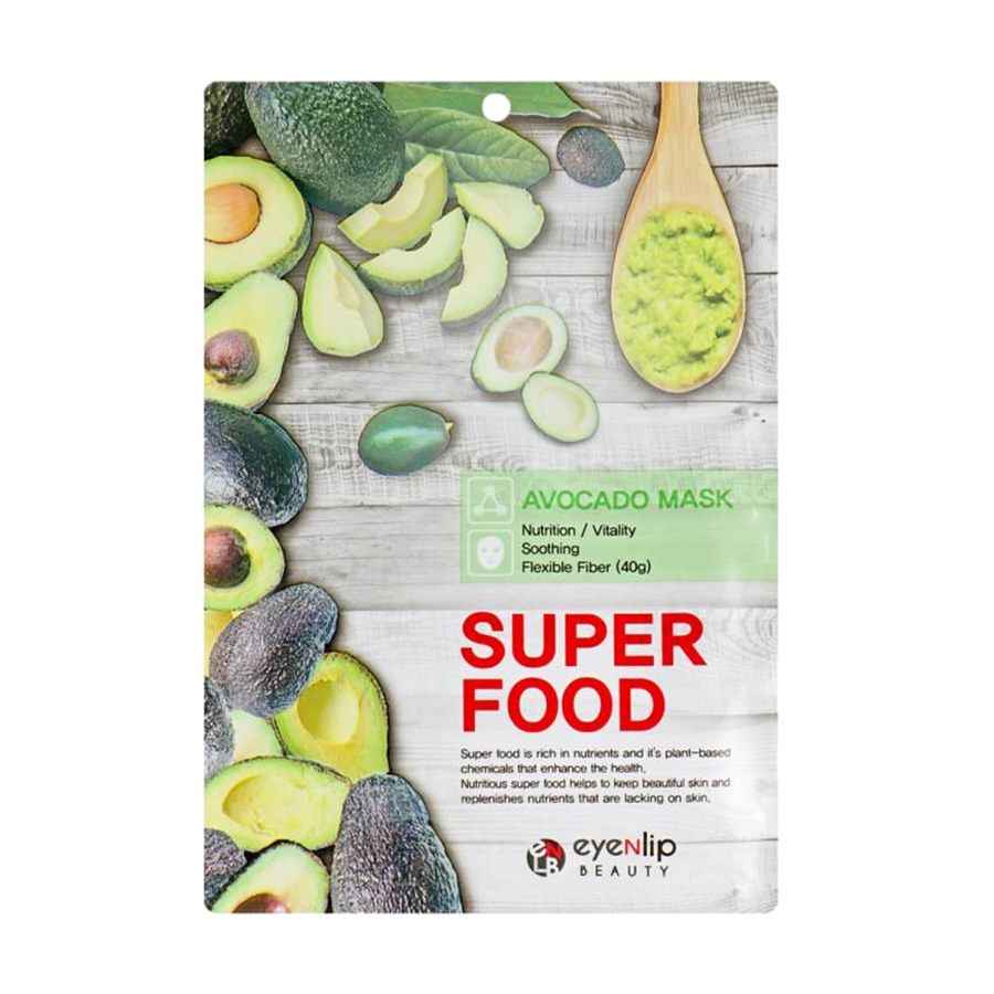 

Тканинна маска для обличчя Eyenlip Super Food Avocado Mask з екстрактом авокадо, 23 мл