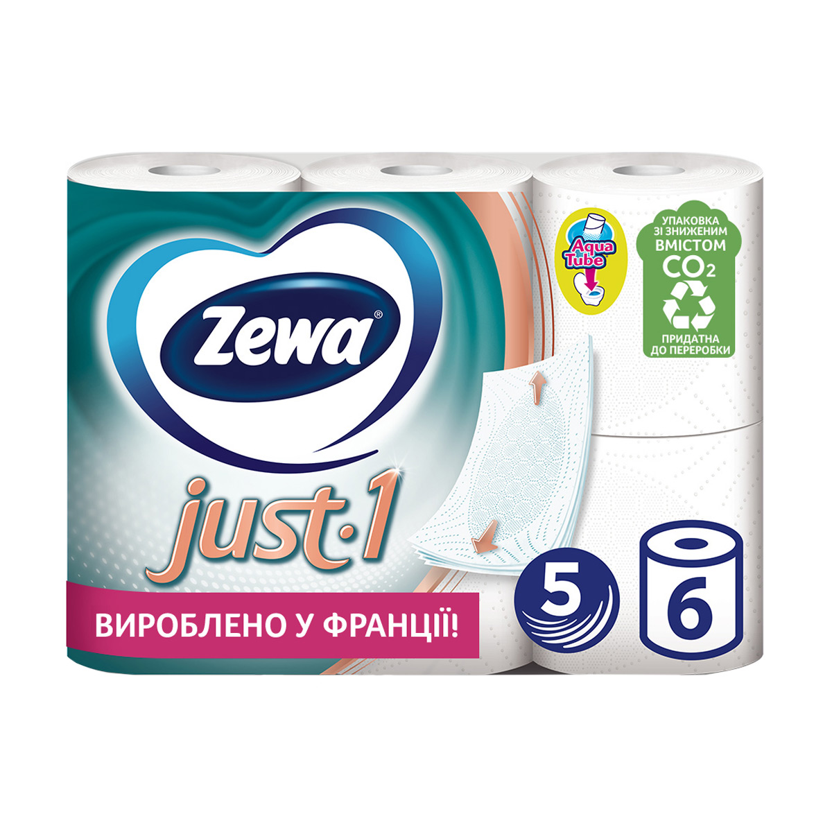 

Туалетний папір Zewa Just 1 білий, 5-шаровий, 70 відривів, 6 рулонів