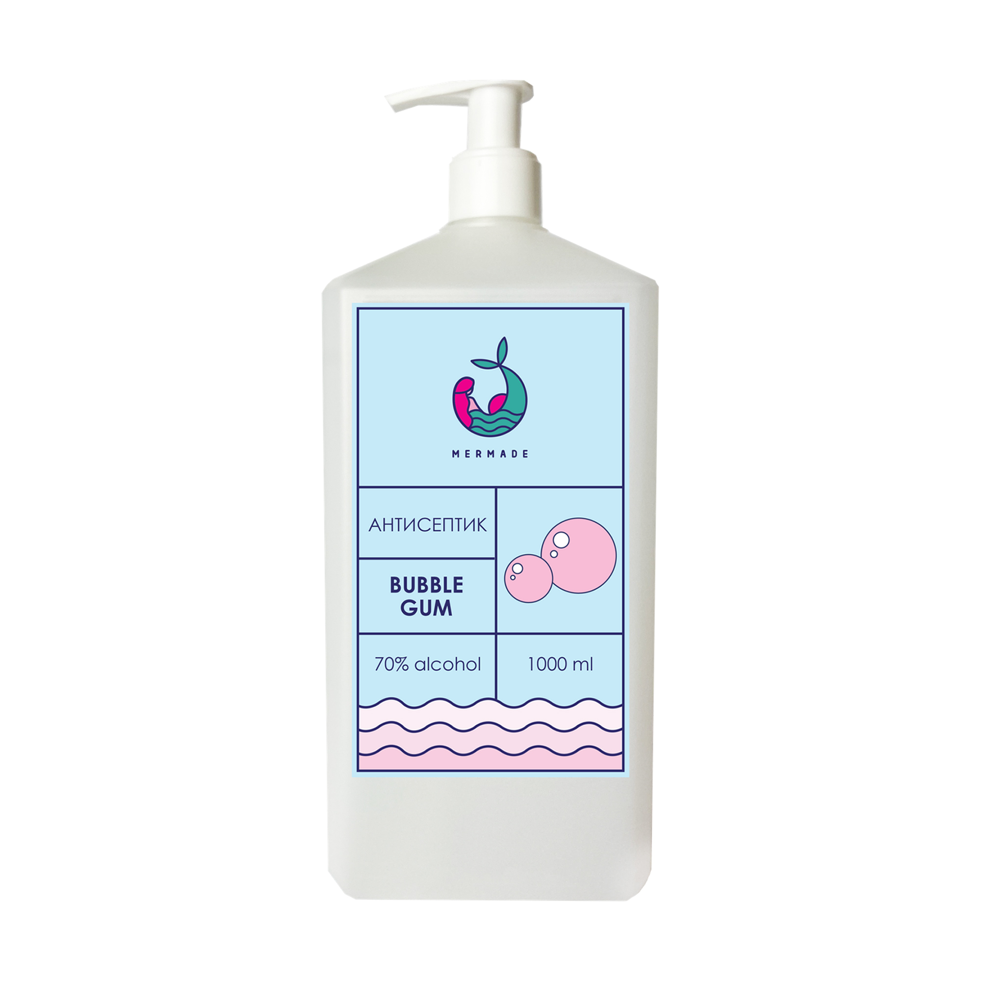 

Антисептик для рук Mermade Bubble Gum (етиловий спирт 70%), 1 л