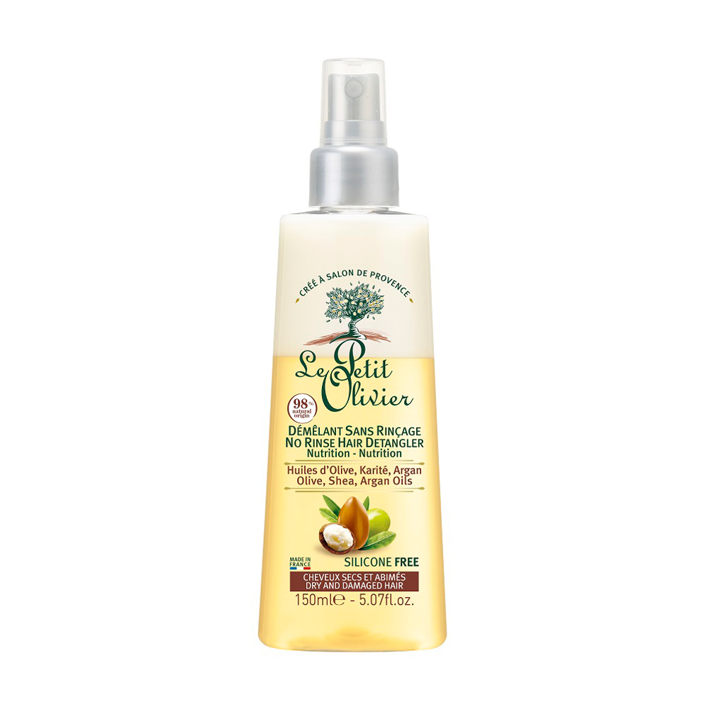 

Живильний спрей для волосся Le Petit Olivier Olive, Shea, Argan Oils No Rinse Hair Detangler для сухого та пошкодженого волосся, 150 мл