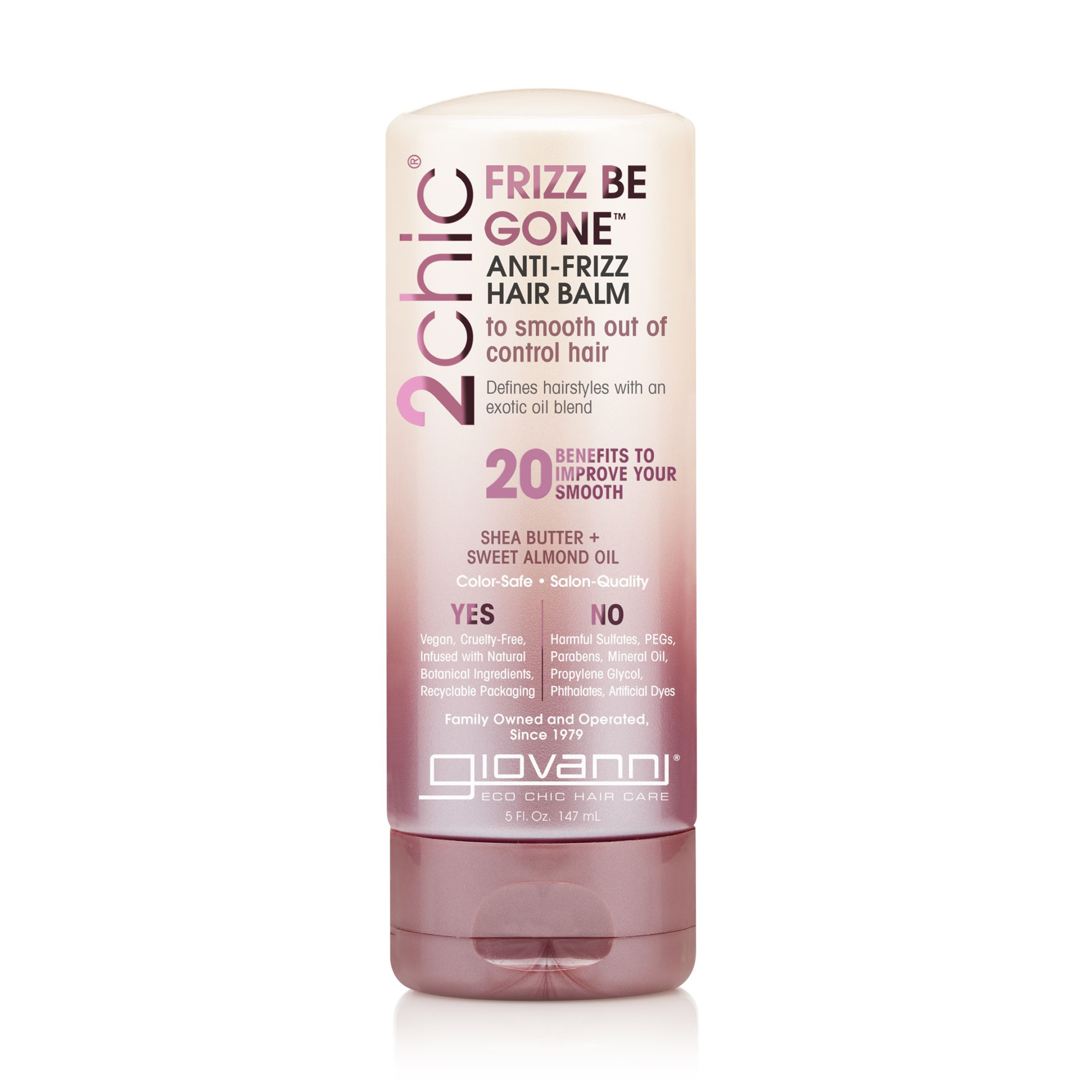 

Розгладжувальний бальзам Giovanni 2chic Frizz Be Gone Anti-Frizz Hair Balm Shea Butter + Sweet Almond Oil для неслухняного волосся, 147 мл