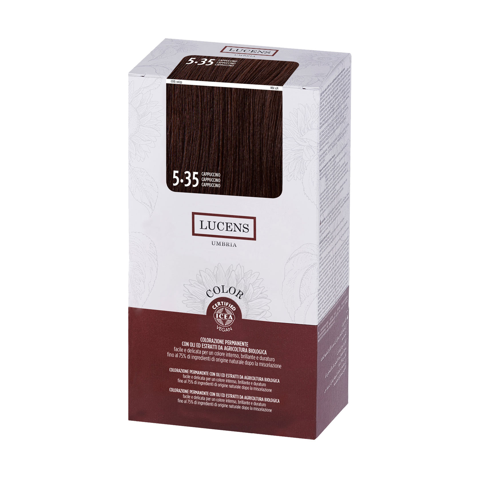 

Безаміачна фарба для волосся Lucens Color Colorazione Permanente 5.35 Cappuccino, 145 мл
