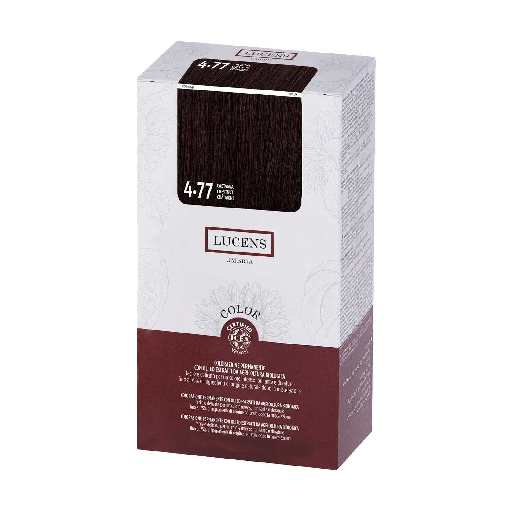 

Безаміачна фарба для волосся Lucens Color Colorazione Permanente 4.77 Chestnut, 145 мл