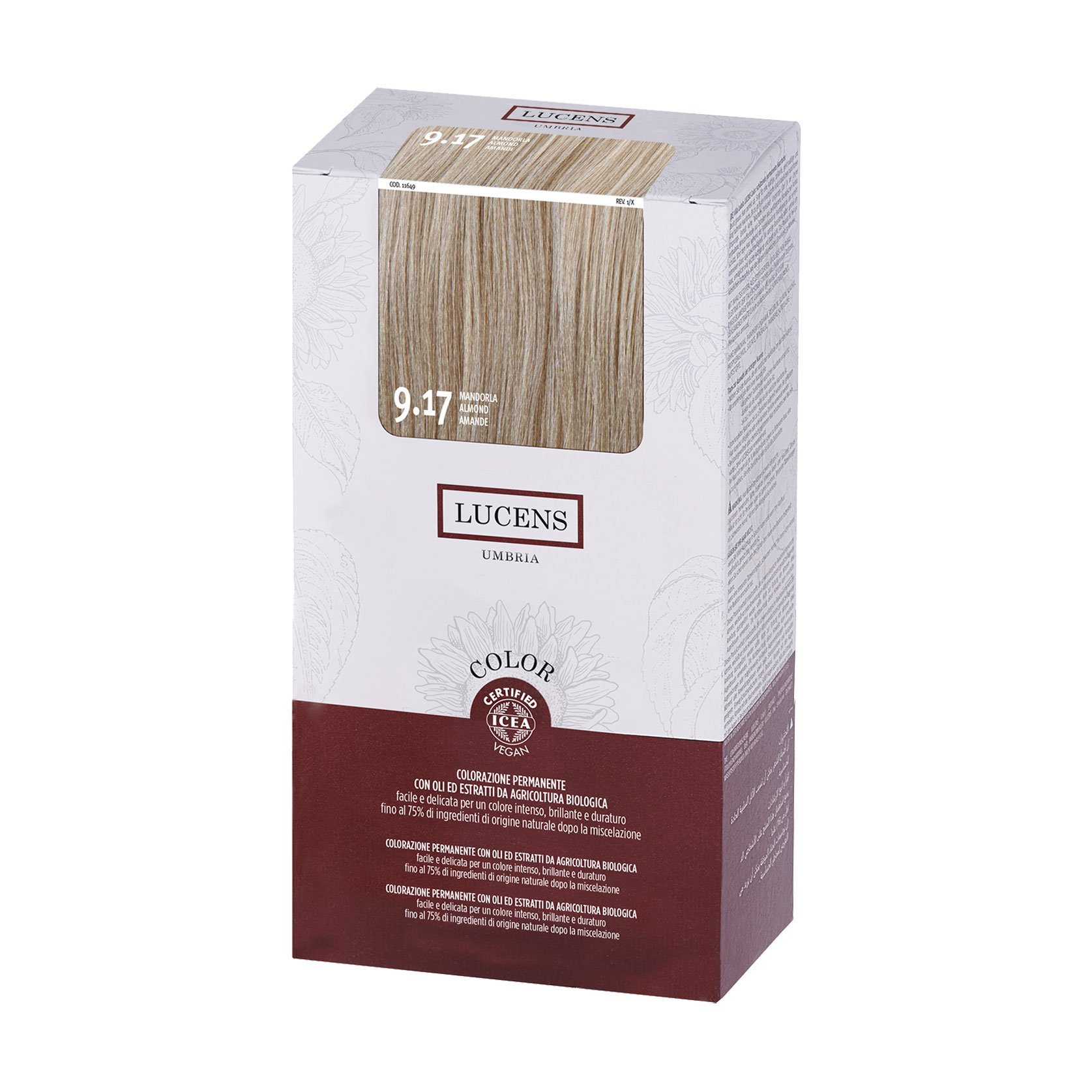 

Безаміачна фарба для волосся Lucens Color Colorazione Permanente 9.17 Almond, 145 мл