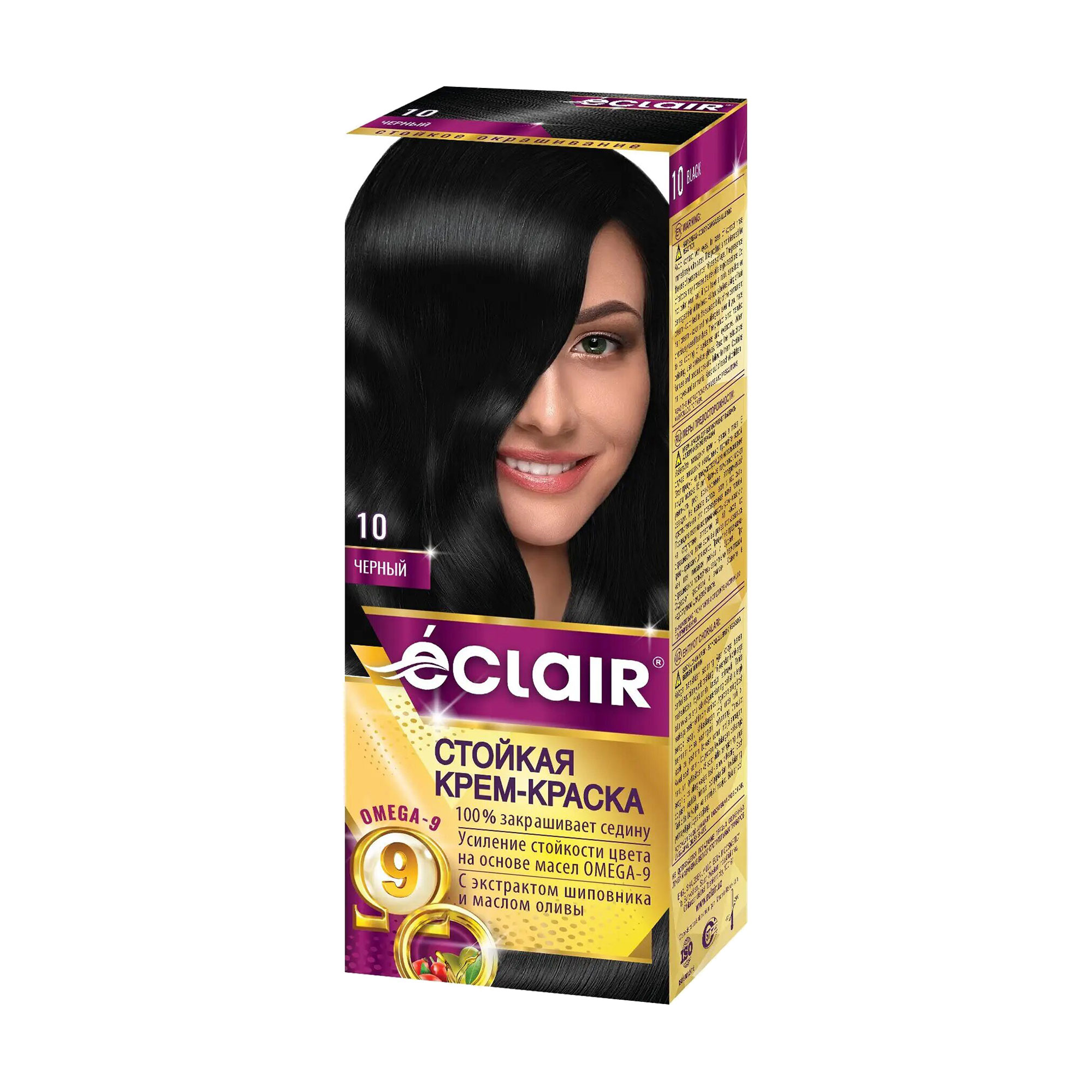 

Стійка крем-фарба для волосся Eclair Omega 9 Hair Color 10 Чорний, 130 мл