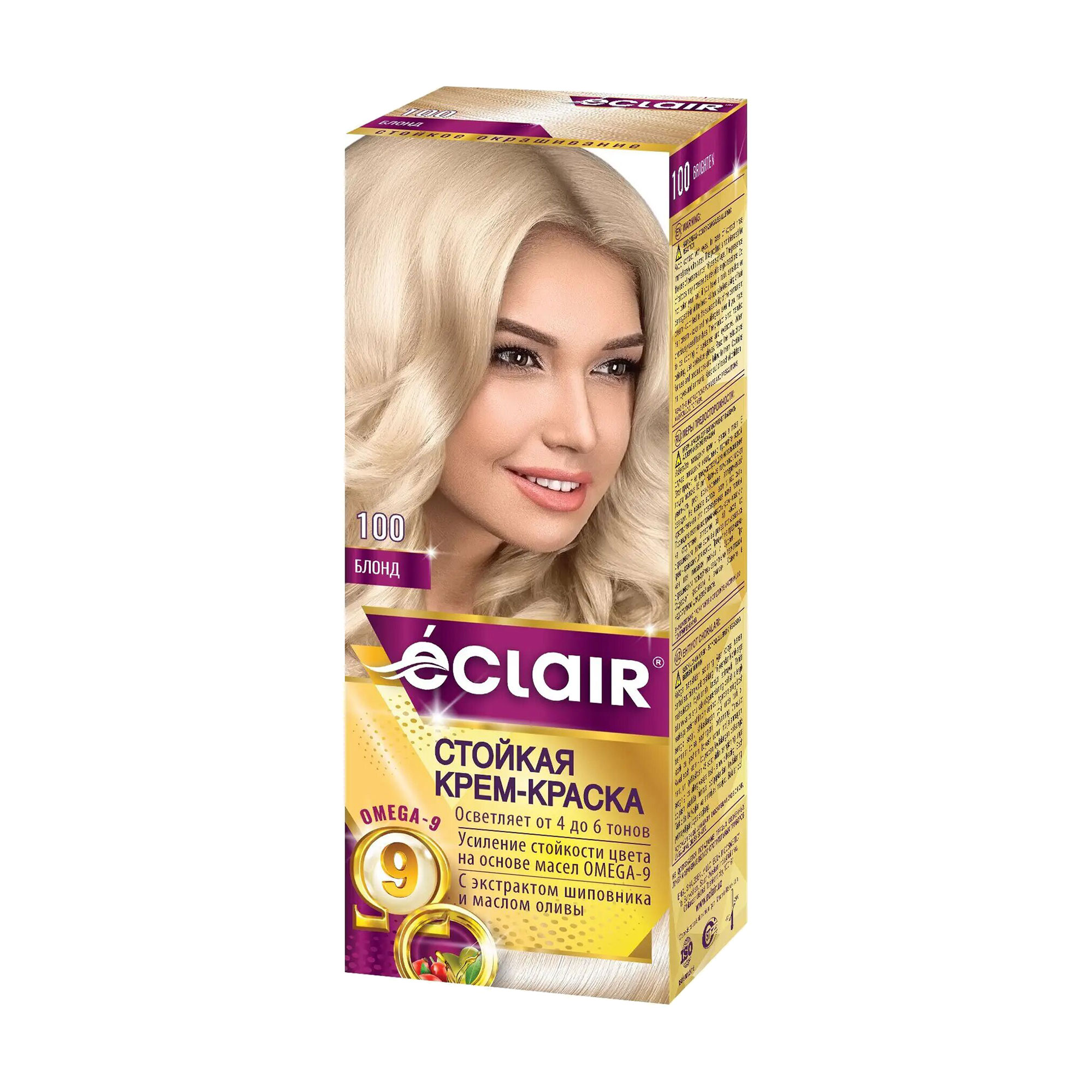 

Стійка крем-фарба для волосся Eclair Omega 9 Hair Color 100 Блонд, 130 мл