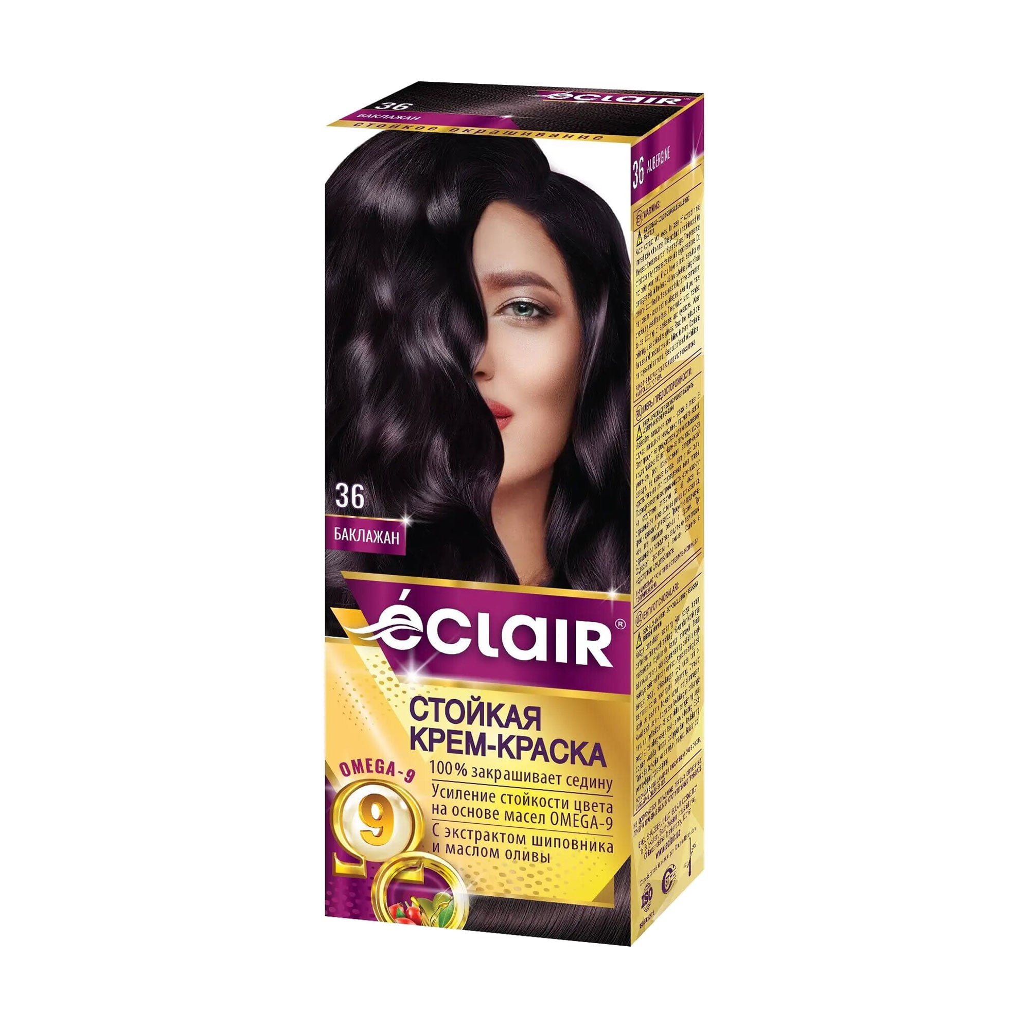 

Стійка крем-фарба для волосся Eclair Omega 9 Hair Color 36 Баклажан, 130 мл