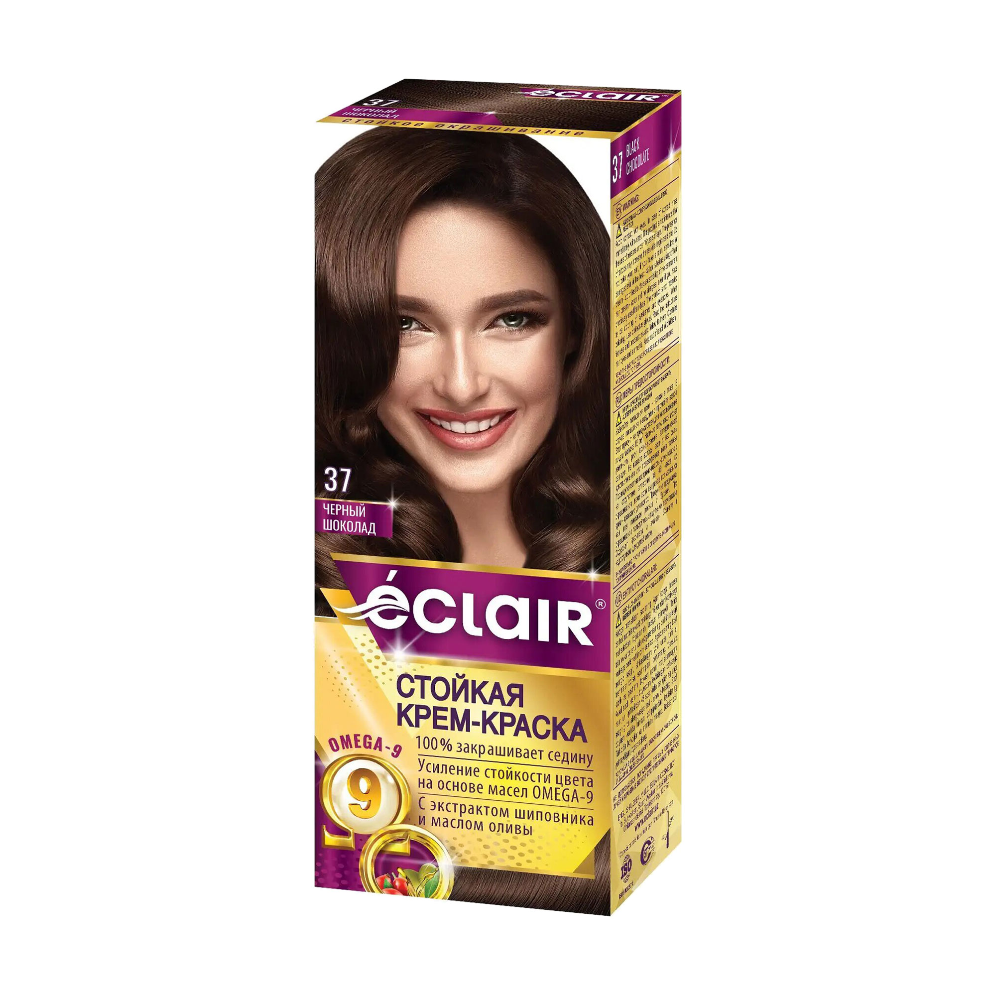 

Стійка крем-фарба для волосся Eclair Omega 9 Hair Color 37 Чорний шоколад, 130 мл