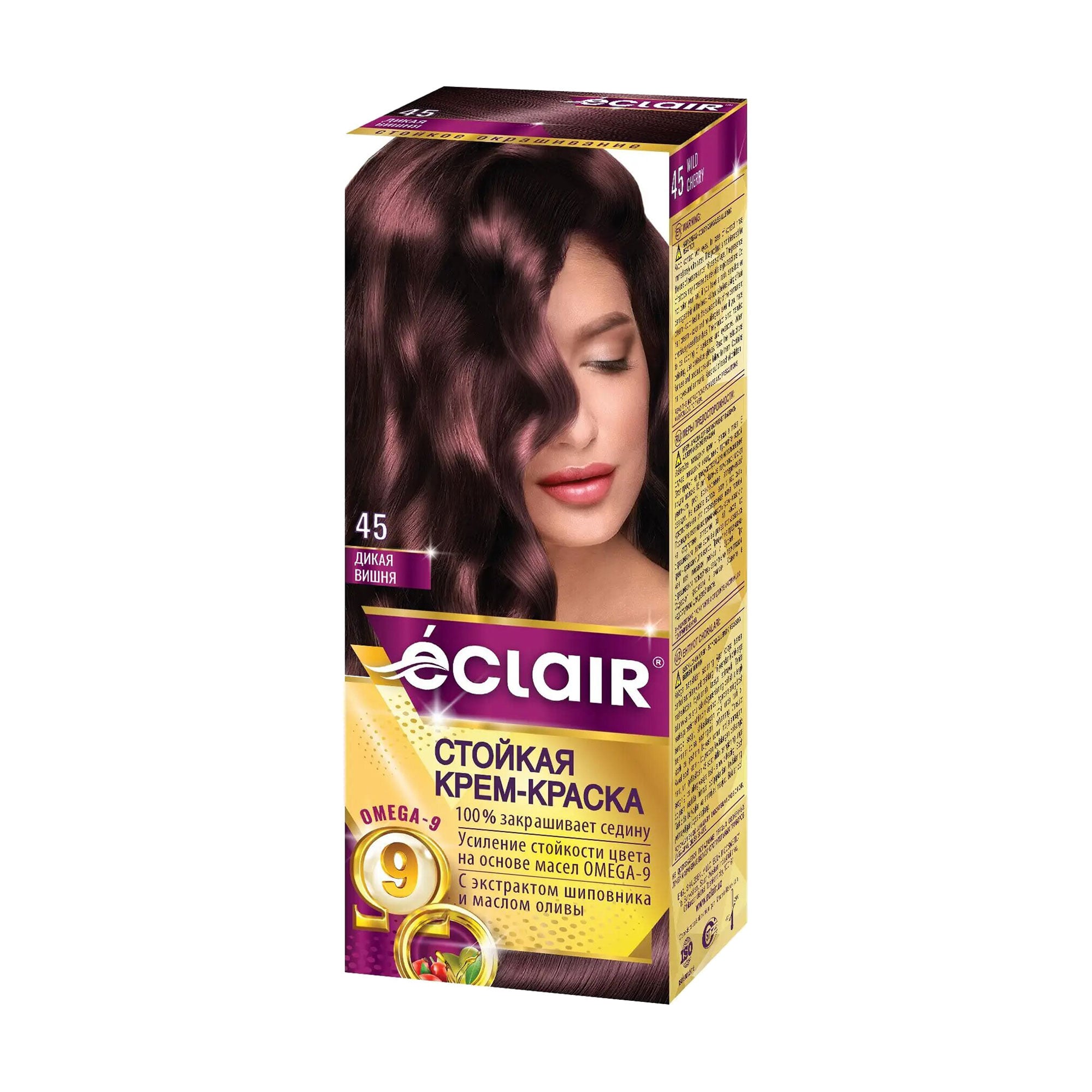 

Стійка крем-фарба для волосся Eclair Omega 9 Hair Color 45 Дика вишня, 130 мл