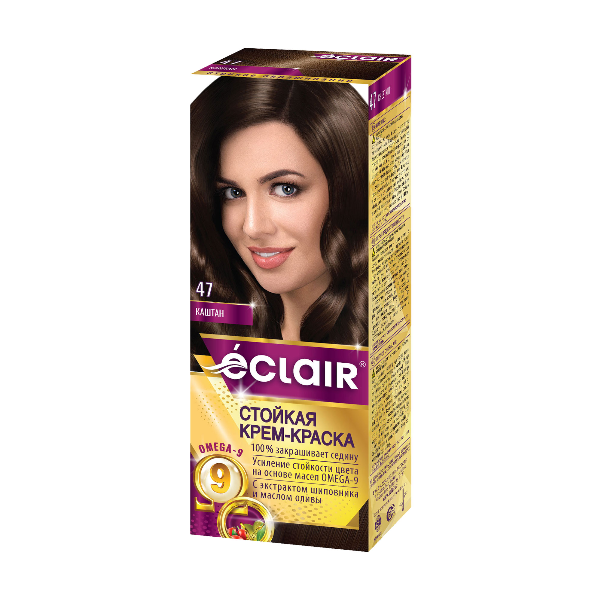 

Стійка крем-фарба для волосся Eclair Omega 9 Hair Color 47 Каштан, 130 мл