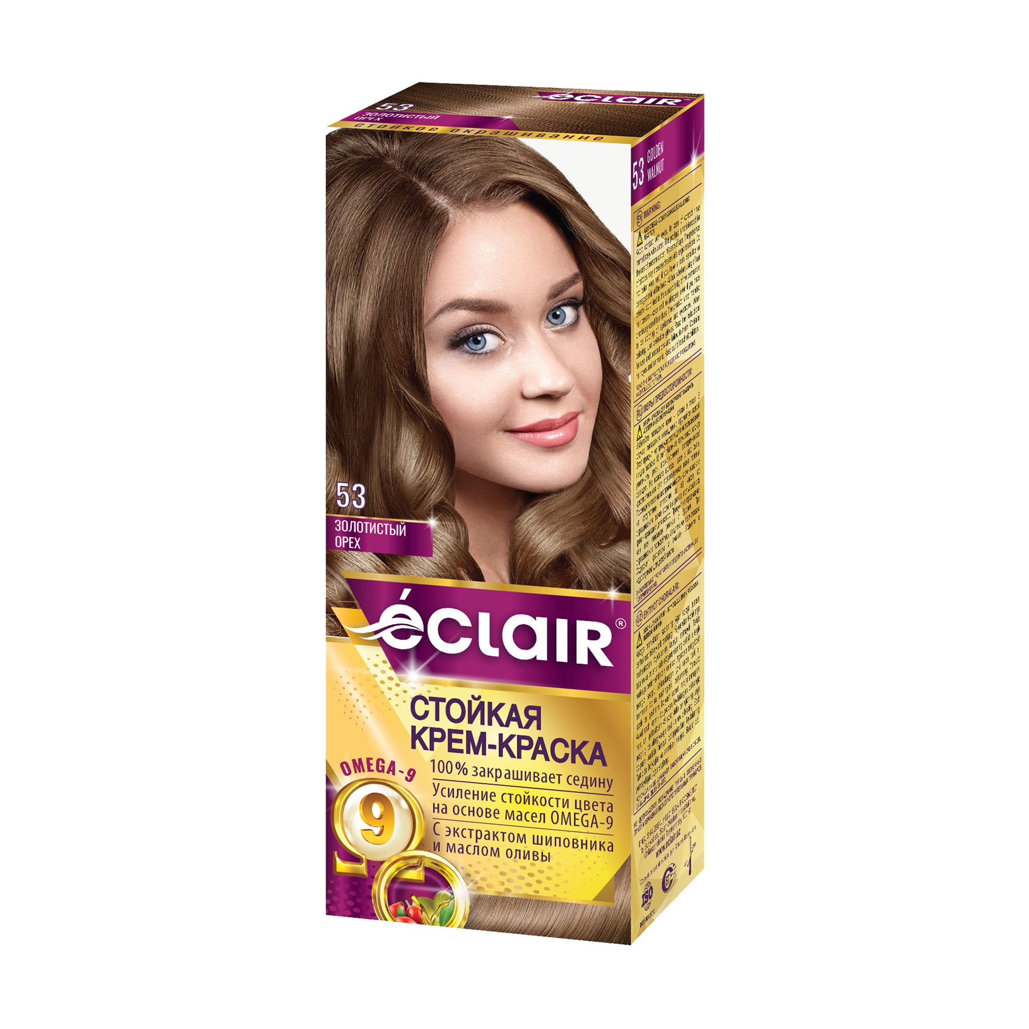 

Стійка крем-фарба для волосся Eclair Omega 9 Hair Color 53 Золотистий горіх, 130 мл