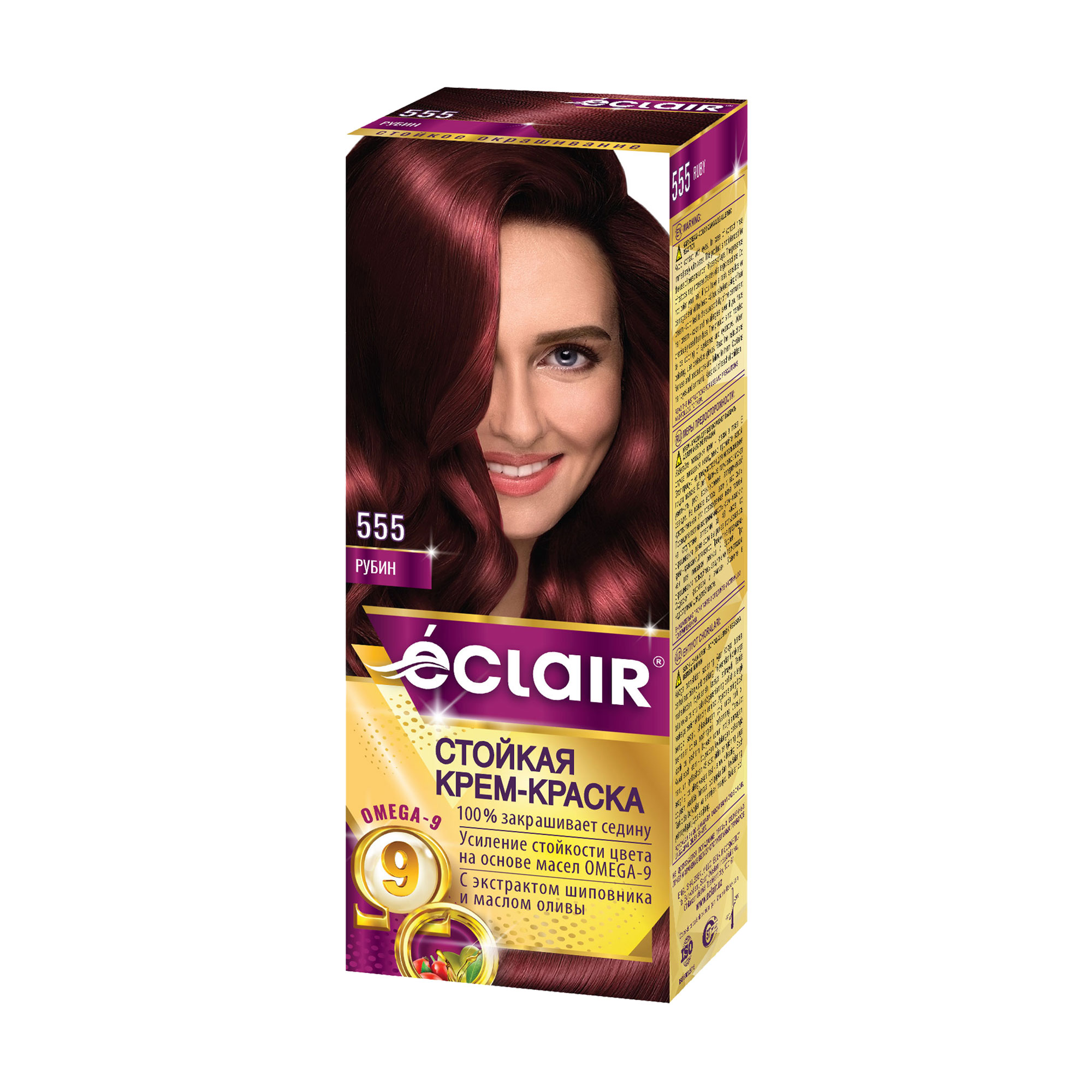 

Стійка крем-фарба для волосся Eclair Omega 9 Hair Color 555 Рубін, 130 мл