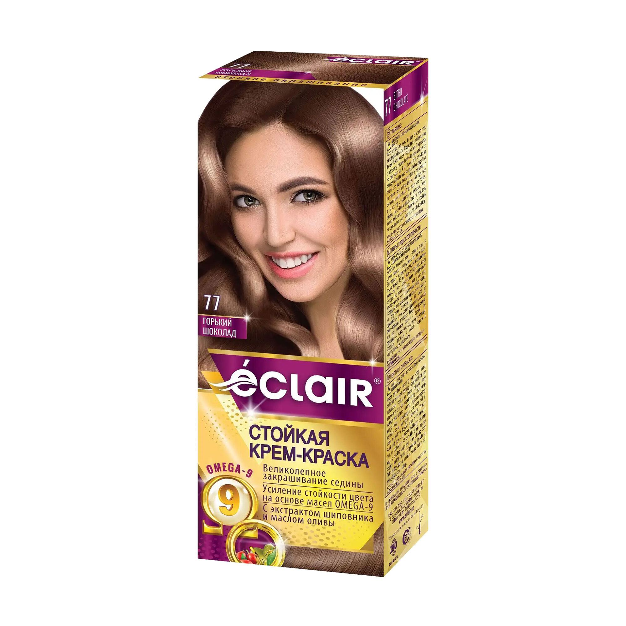 

Стійка крем-фарба для волосся Eclair Omega 9 Hair Color 77 Гіркий шоколад, 130 мл