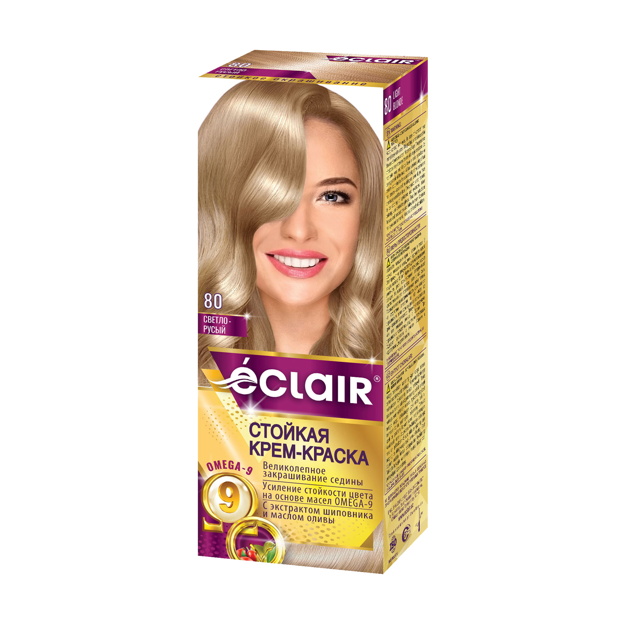 

Стійка крем-фарба для волосся Eclair Omega 9 Hair Color 80 Світло-русявий, 130 мл