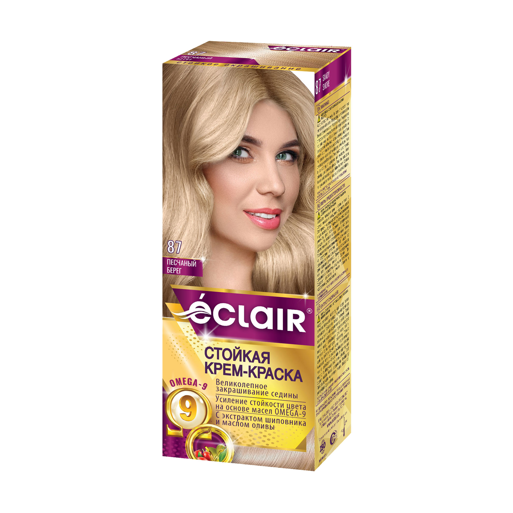 

Стійка крем-фарба для волосся Eclair Omega 9 Hair Color 87 Пісчаний берег, 130 мл