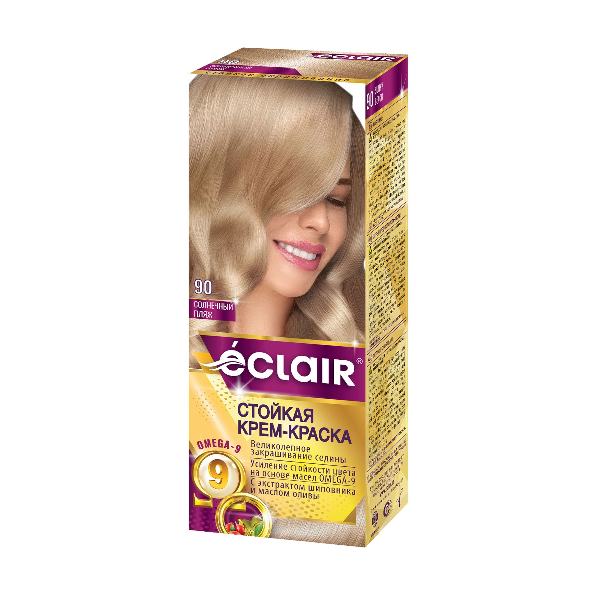 

Стійка крем-фарба для волосся Eclair Omega 9 Hair Color 90 Сонячний пляж, 130 мл