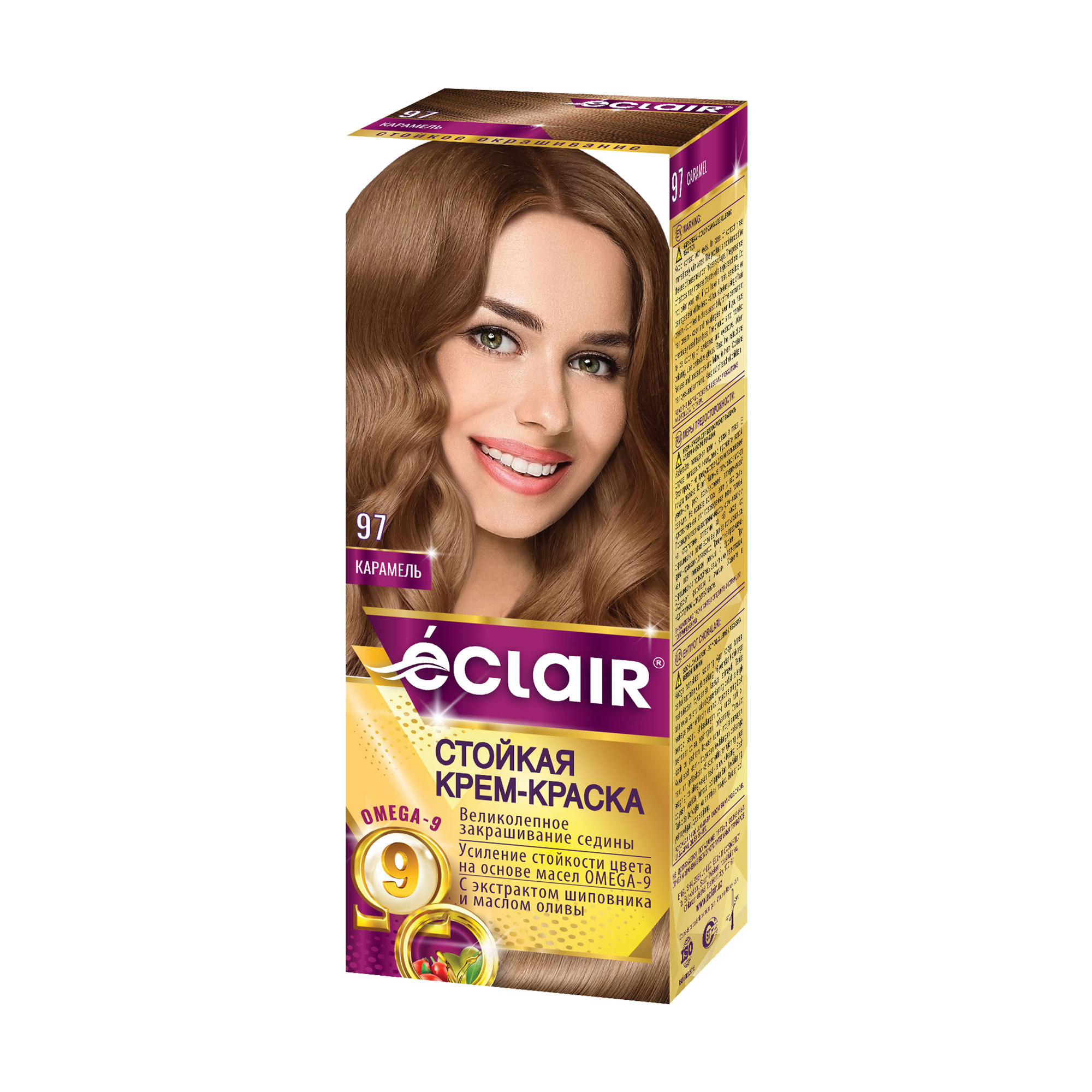 

Стійка крем-фарба для волосся Eclair Omega 9 Hair Color 97 Карамель, 130 мл