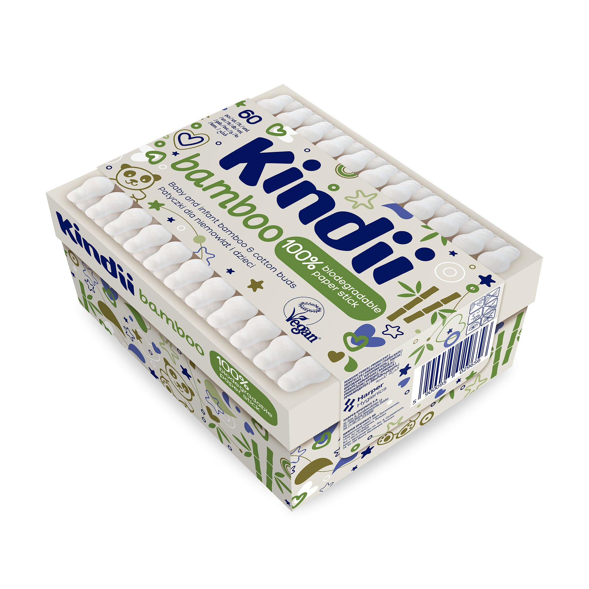

Дитячі ватяні палички Cleanic Kindii Bamboo Cotton Buds, 60 шт