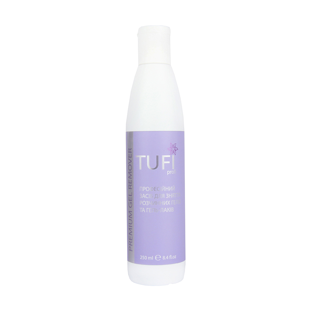

Уцінка! Засіб для зняття розчинних гелів та гель-лаків Tufi Profi Premium Gel Remover, 250 мл