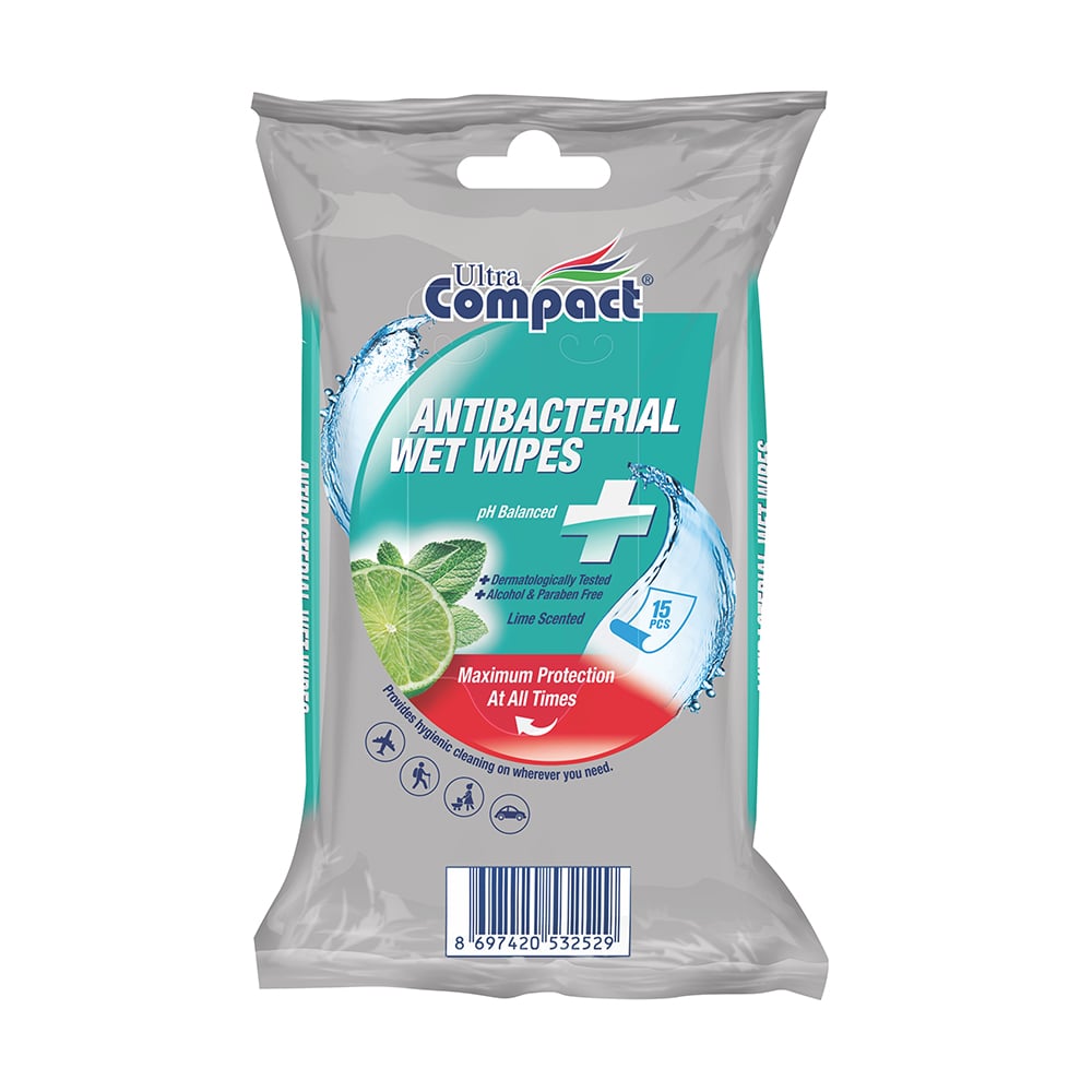 

Уцінка! Вологі антибактеріальні серветки Ultra Compact Wet Wipes, 15 шт