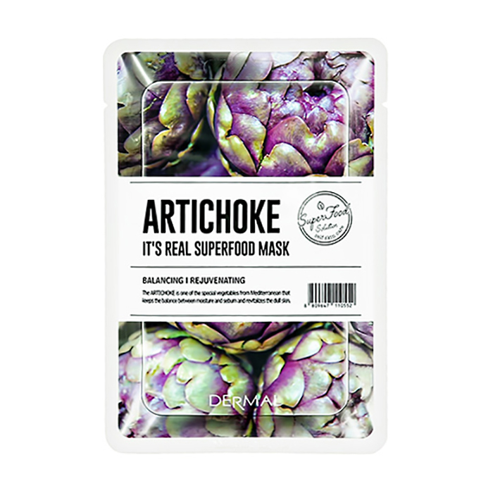 

Тканинна маска для обличчя Dermal Superfood Mask з екстрактом артишоку, 25 г