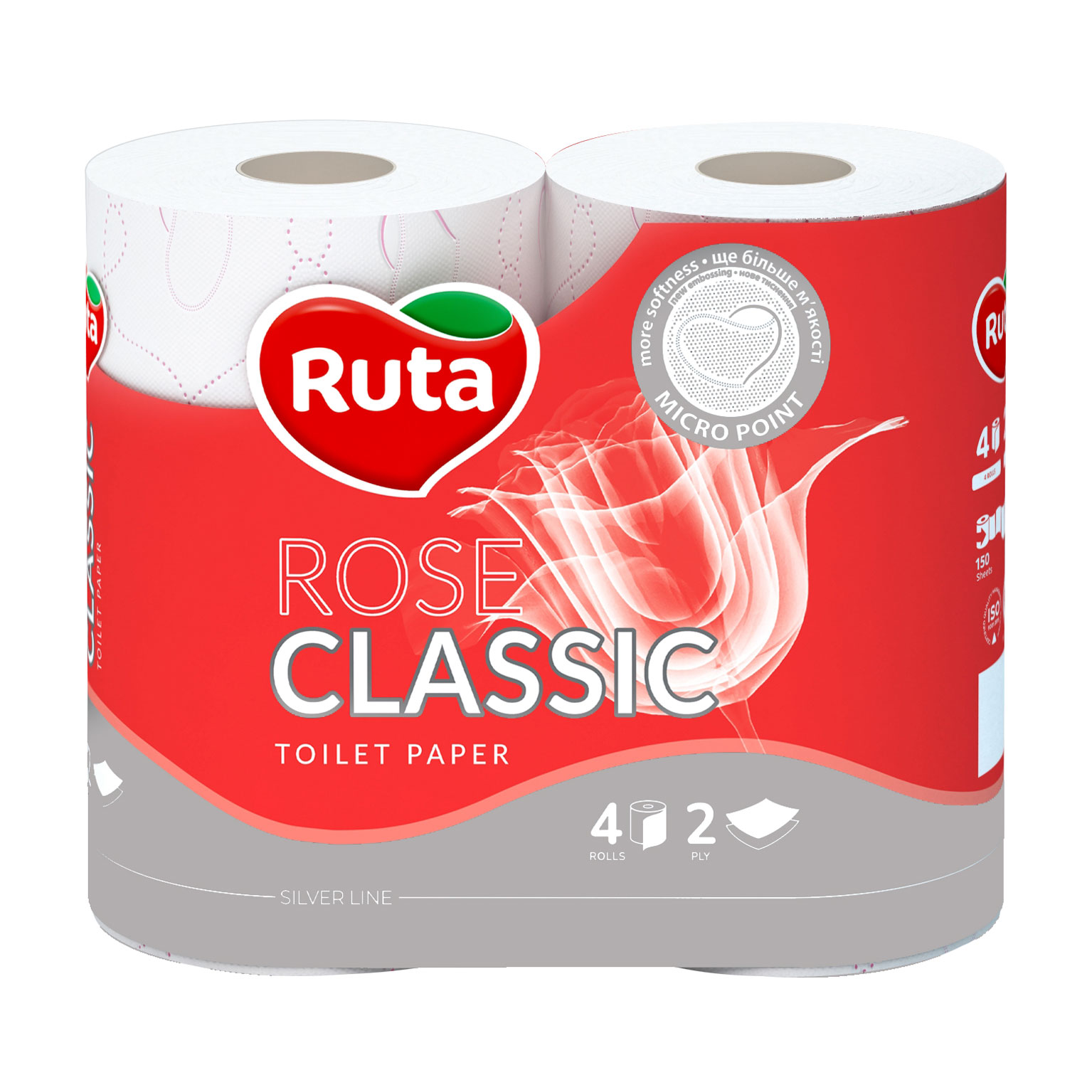 

Туалетний папір RUTA Classic Rose, 2-шаровий, 4 рулони