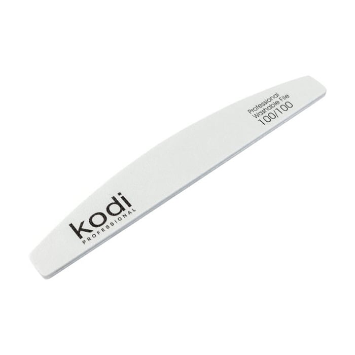 Пилка для нігтів Kodi Professional 100/100 грит полумісяць, біла, 178*28*4 мм