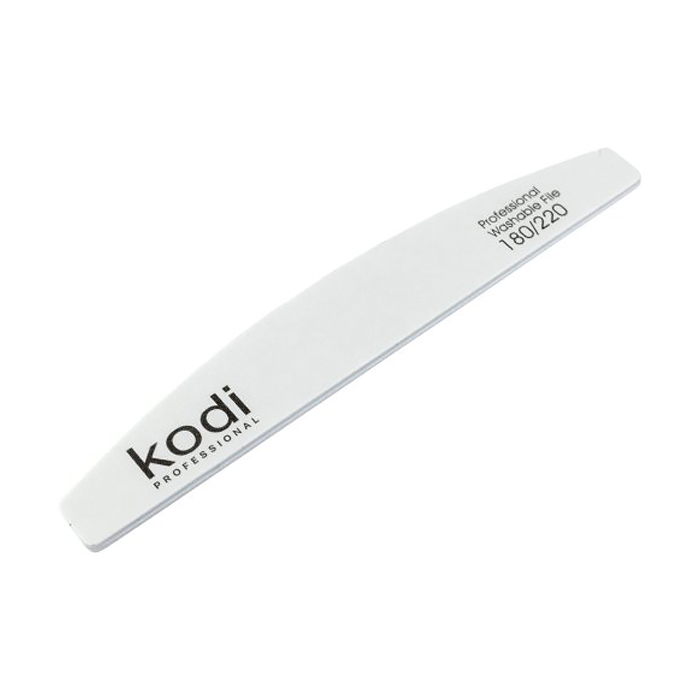 

Пилка для нігтів Kodi Professional 180/220 грит полумісяць, біла, 178*28*4 мм