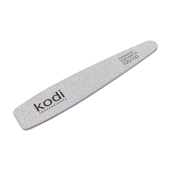 

Пилка для нігтів Kodi Professional 100/100 грит конусна, світло-сіра, 178*32*4 мм