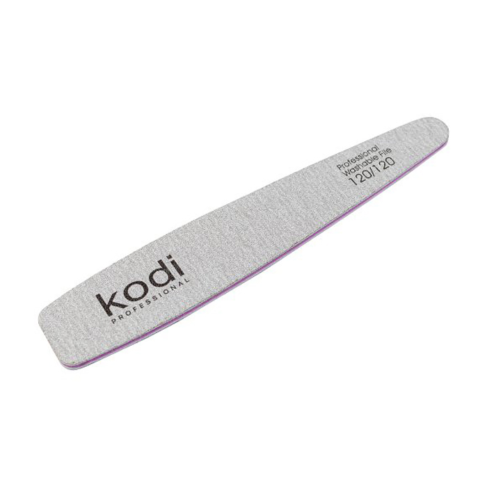 

Пилка для нігтів Kodi Professional 120/120 грит конусна, світло-сіра, 178*32*4 мм
