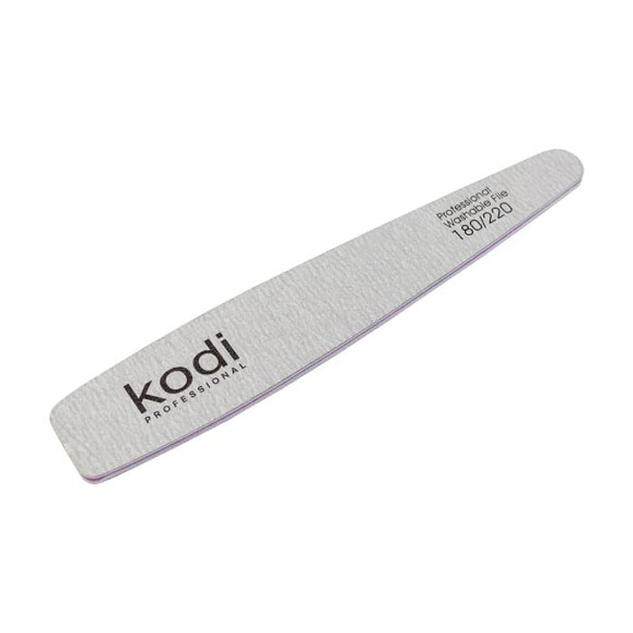 

Пилка для нігтів Kodi Professional 180/220 грит конусна, світло-сіра, 178*32*4 мм