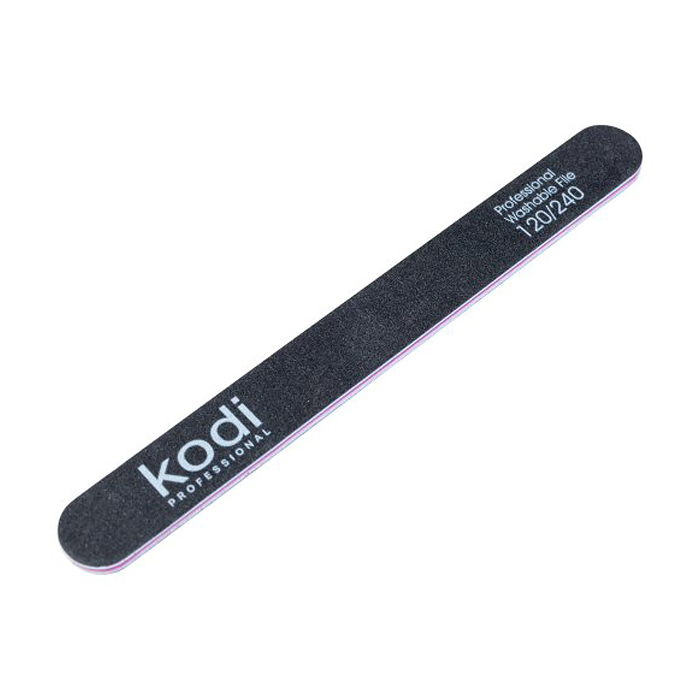 

Пилка для нігтів Kodi Professional 120/240 грит пряма, чорна, 178*19*4 мм