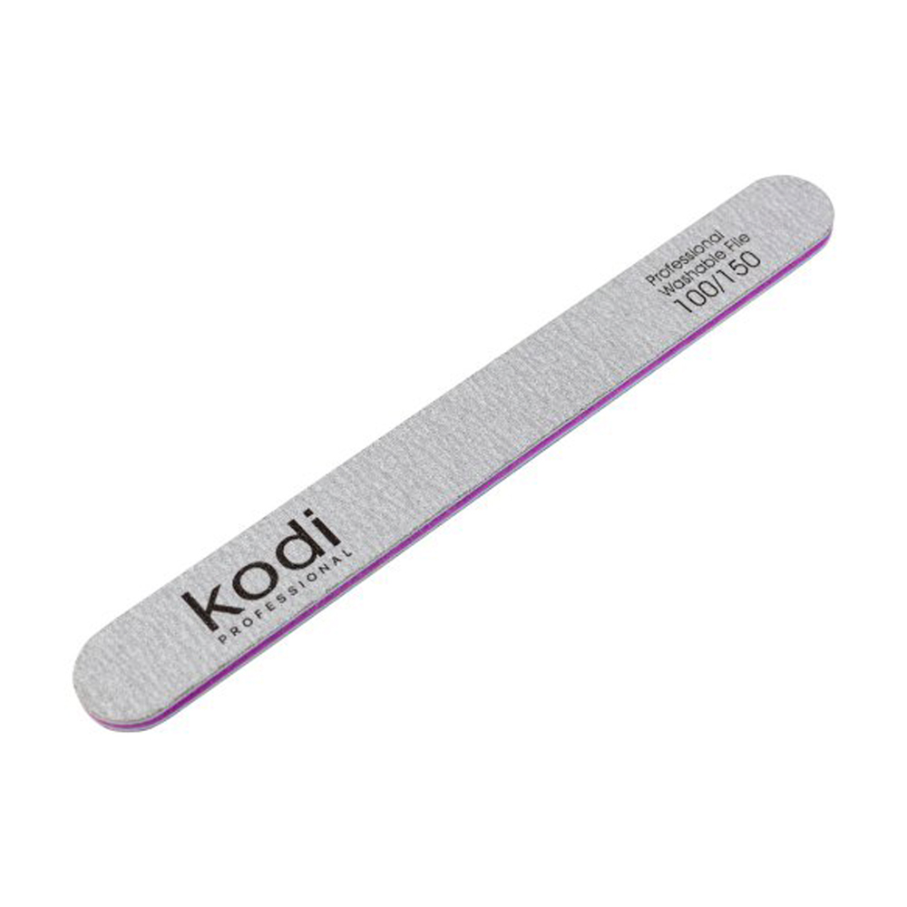 

Пилка для нігтів Kodi Professional 107, 100/150 грит, пряма, сіра, 178*19*4 мм