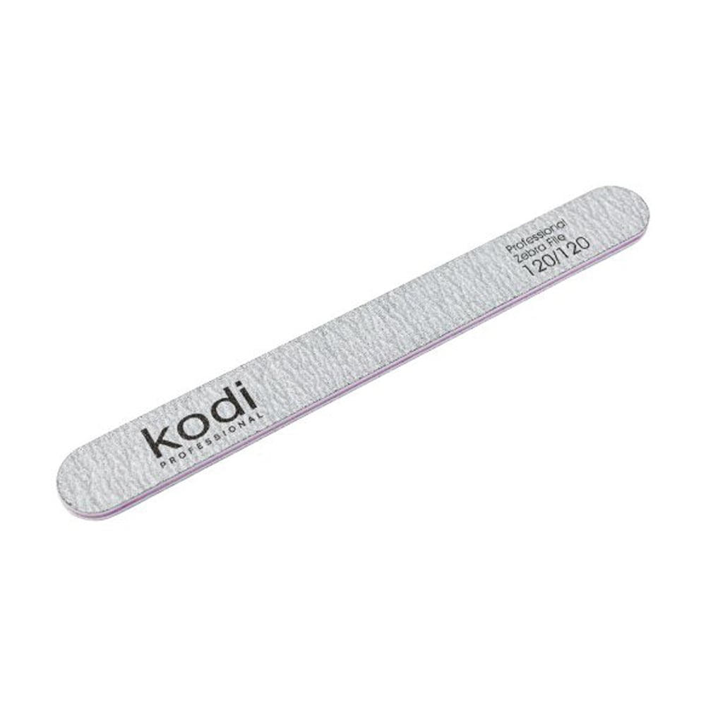 

Пилка для нігтів Kodi Professional 134, 120/120 грит, пряма, світло-сіра, 178*19*4 мм