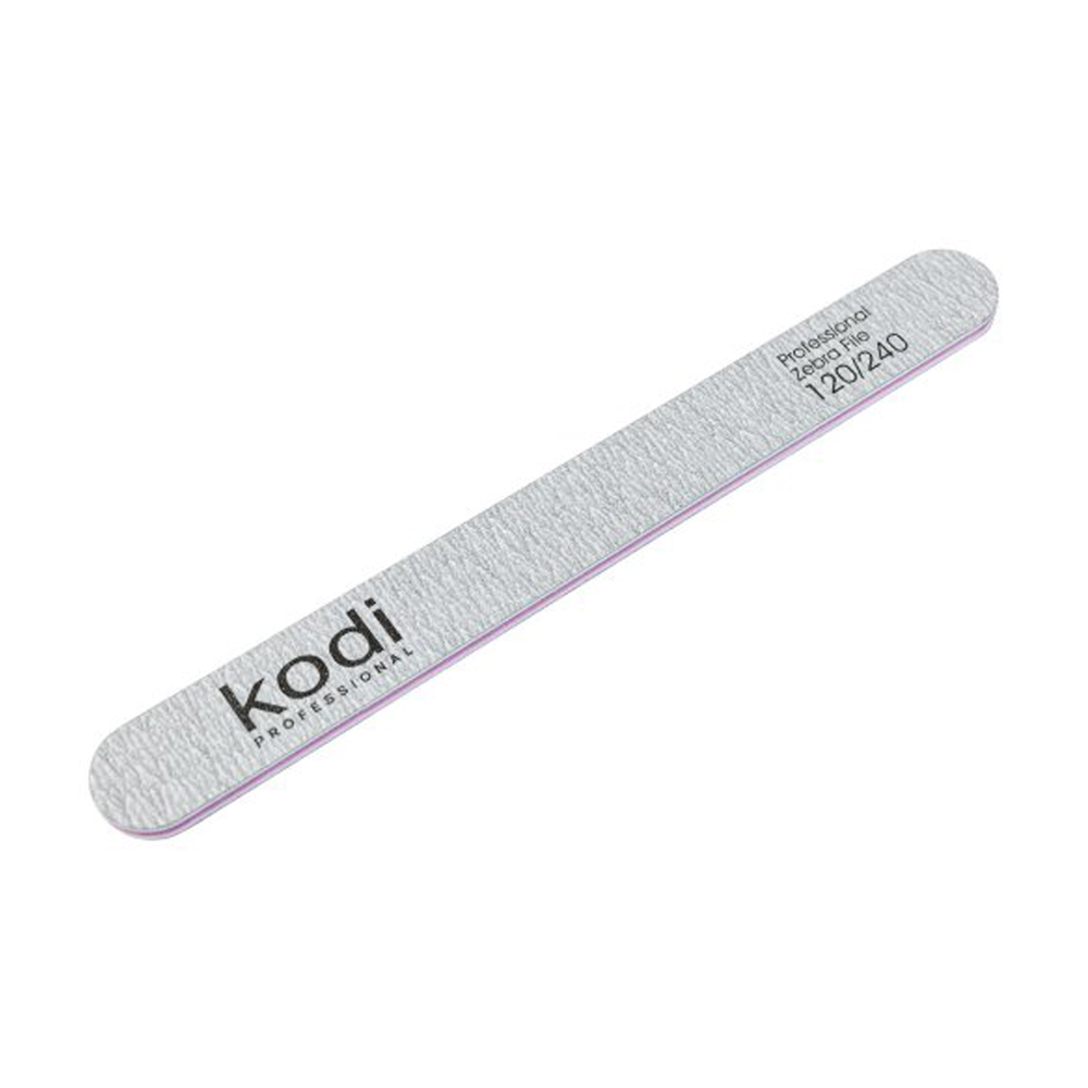 

Пилка для нігтів Kodi Professional 142, 120/240 грит, пряма, світло-сіра, 178*19*4 мм