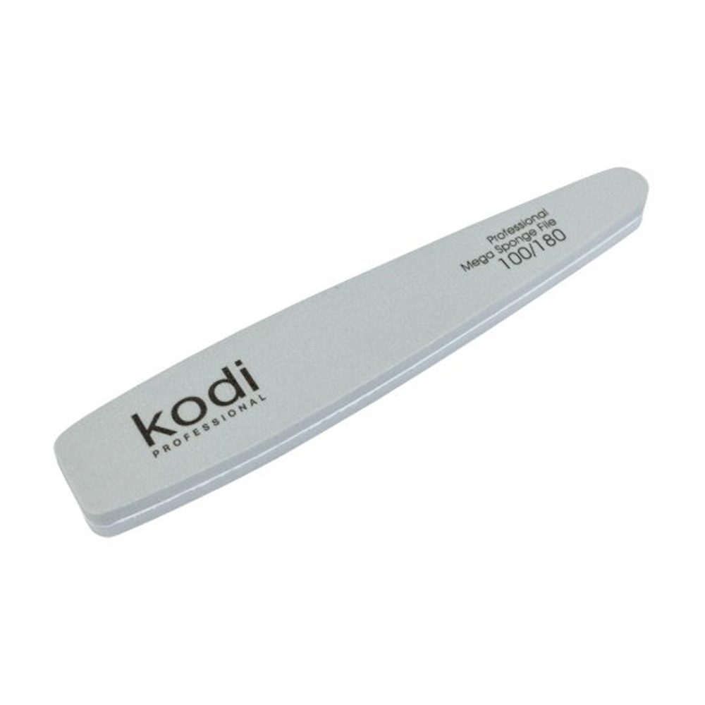 Пилка-баф для нігтів конічної форми Kodi Professional 165, 100/180 грит, сіра, 178*32 *11.5 мм