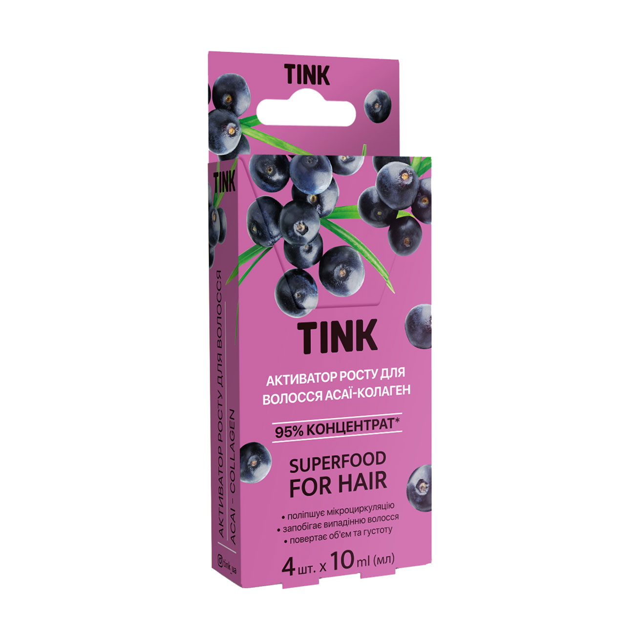 

Уцінка! Концентрований активатор росту для волосся Tink For Hair Асаї, 4*10 мл