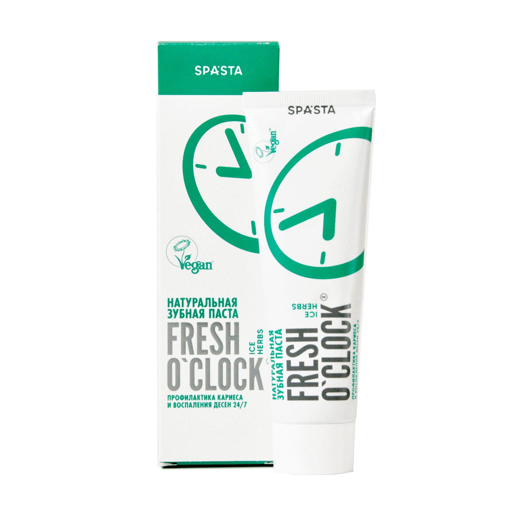 

Натуральна зубна паста Spasta Fresh O'clock Toothpaste Профілактика карієсу та запалення ясен, 90 мл