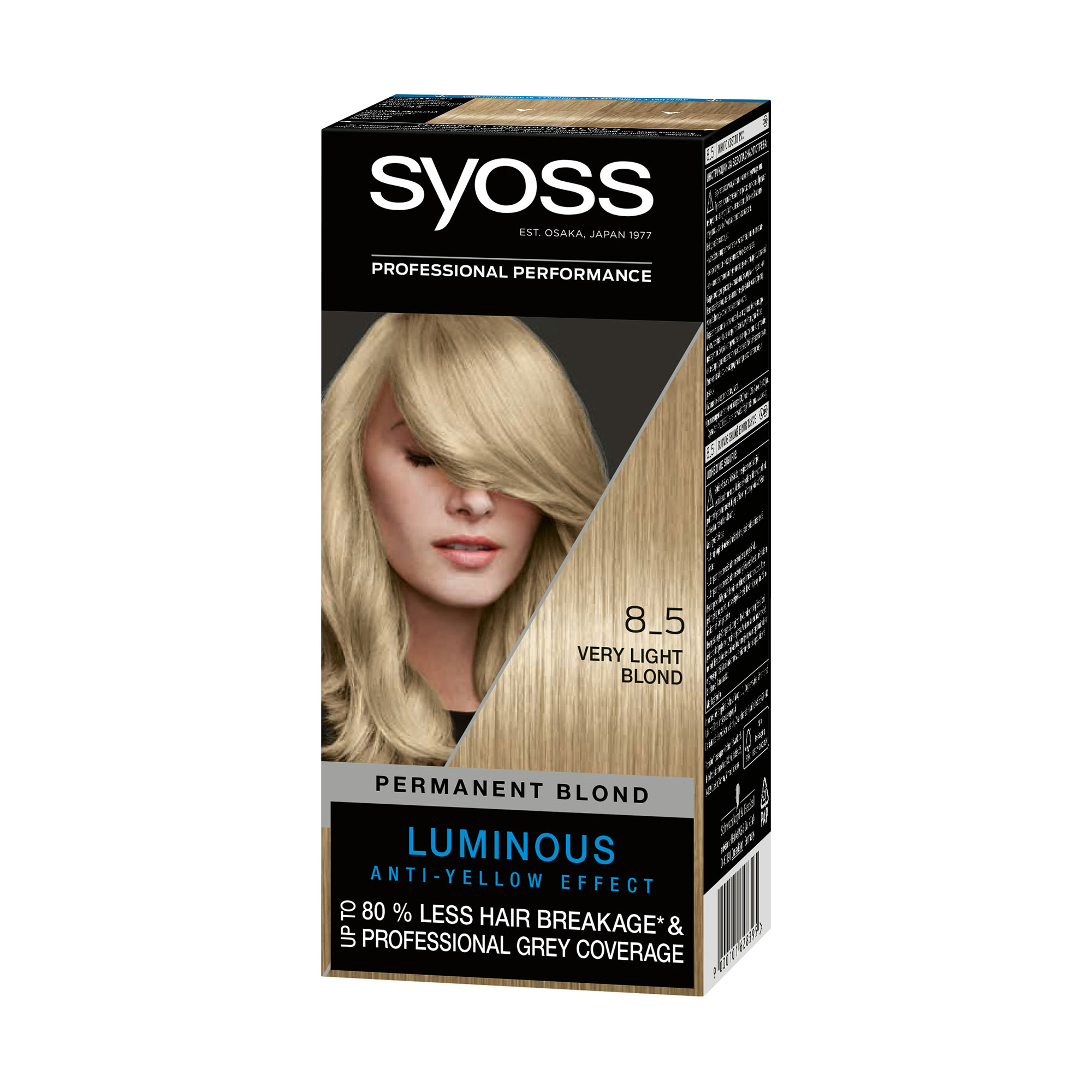 

Стійка крем-фарба для волосся SYOSS 8_5 Яскравий блонд, 115 мл