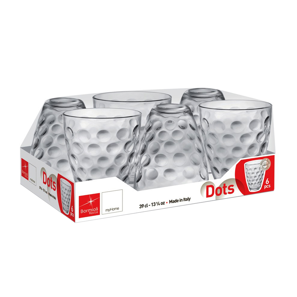 

Набір високих склянок Bormioli Rocco Dots, 6*390 мл (327512VD5021990)