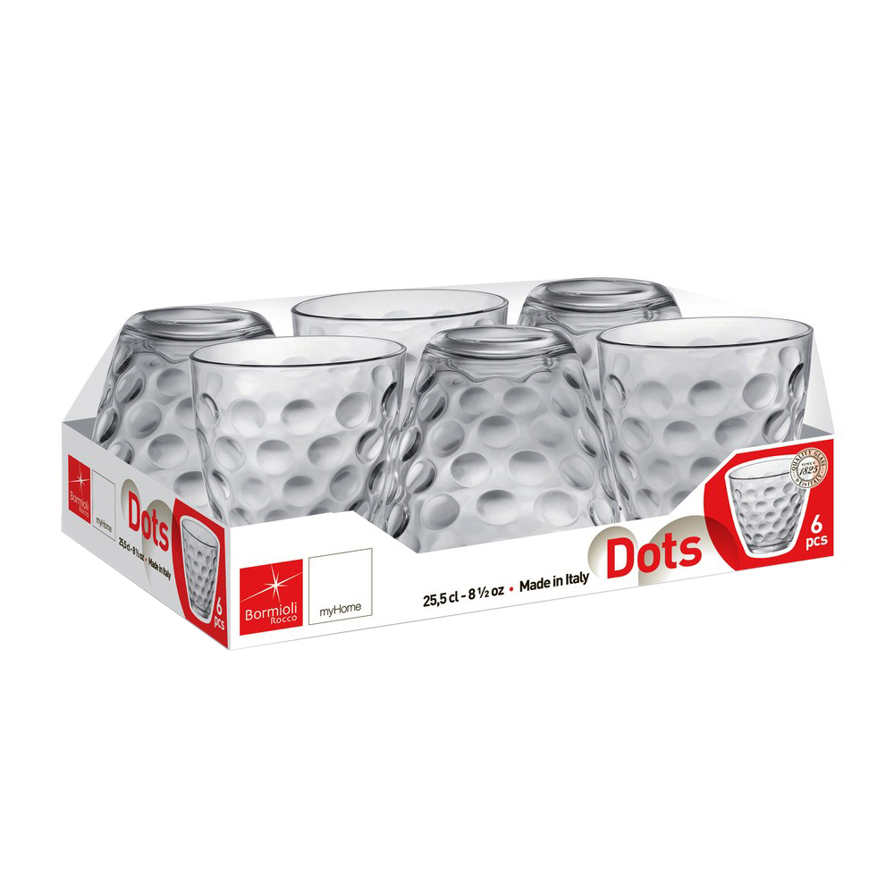 

Набір низьких склянок Bormioli Rocco Dots, 6*255 мл (327500VD5021990)