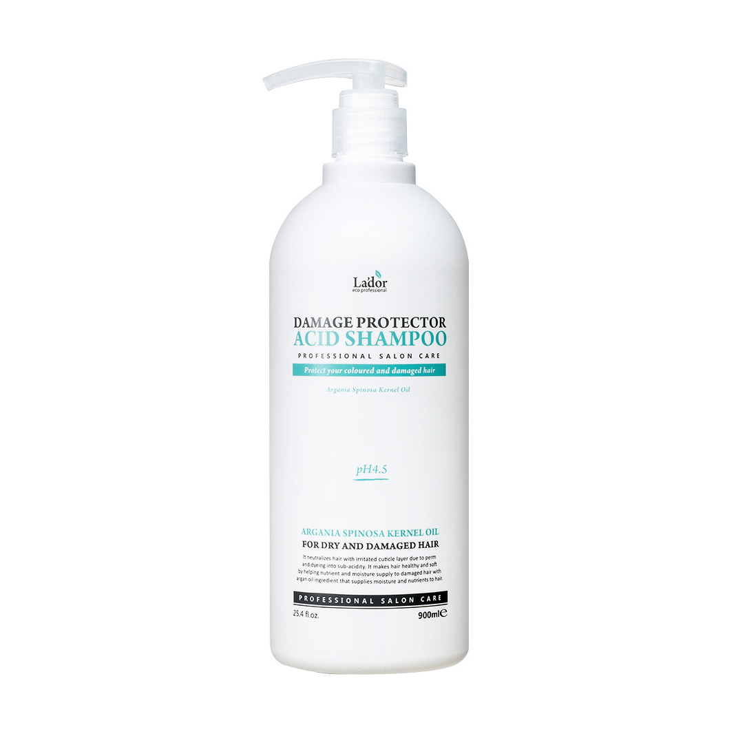 

Уцінка! Безлужний шампунь La'dor Damage Protector Acid Shampoo, pH 4.5, для пошкодженого та сухого волосся, з аргановою олією, 900 мл