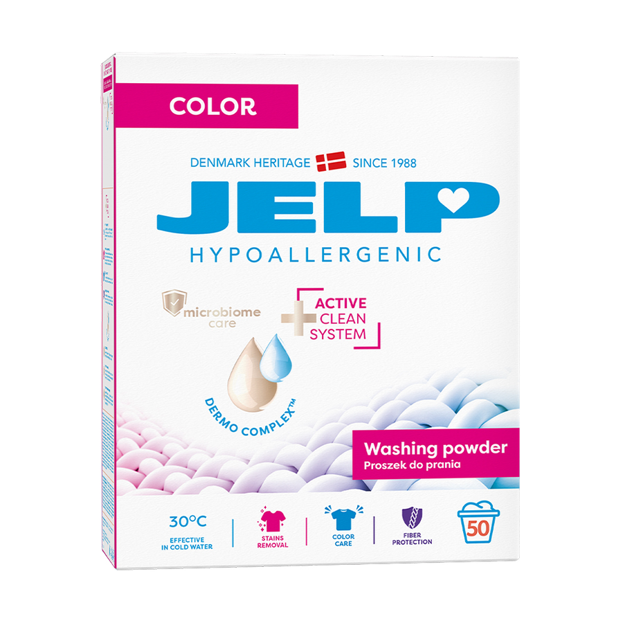 

Уцінка! Гіпоалергенний пральний порошок JELP для кольорової білизни, від 3 років, 50 циклів прання, 3 кг