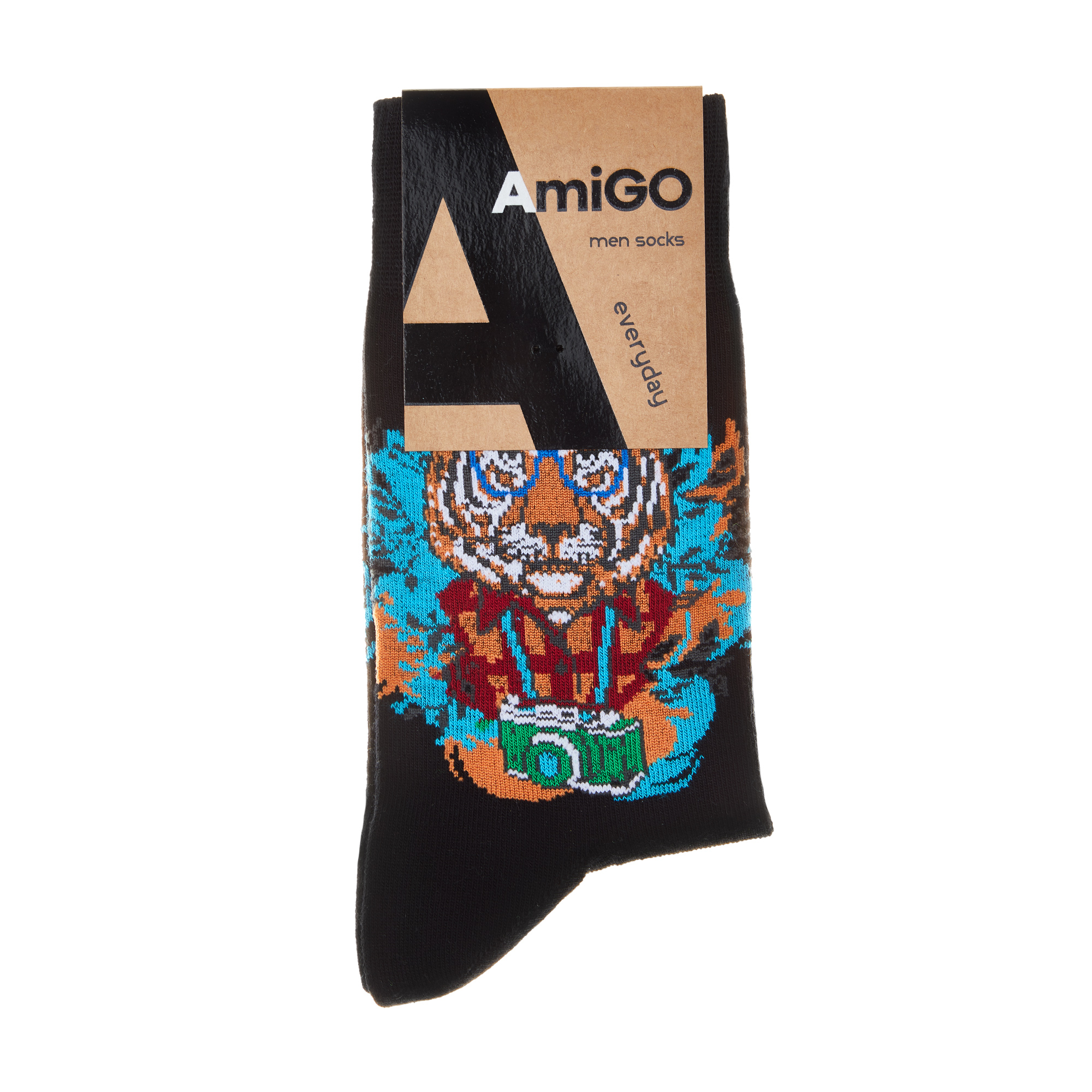 

Шкарпетки чоловічі AmiGO F03 класичні, тигр, чорні, розмір 27